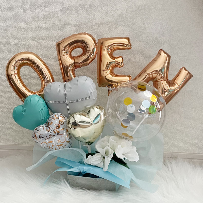 周年祝い バルーンギフト 名入れ バルーンアレンジ おしゃれ バルーンフラワー 開店祝い 記念日 誕生日 open 卓上 お祝い 数字 お店 周年 開院