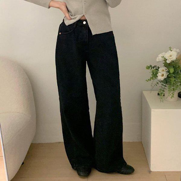 Hスタイル(JN)3124裏起毛バルーンワイドデニムパンツ 冬 女性 裏起毛ジーンズ デニムパンツ ワイドパンツ ストレートパンツ