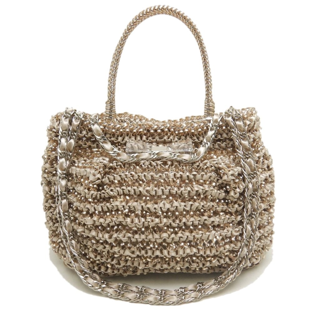 クリスタッロフィオッコ 2WAY ハンドバッグ PVCワイヤーxリボン ゴールド レディース /253458【中古】