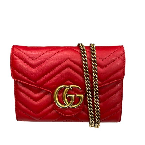 グッチ GGマーモント 474575 長財布 チェーンショルダーウォレット レディース 【中古】
