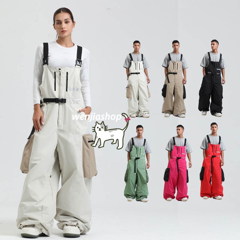 スノーボードウェア 2024 2025 上下 つなぎ メンズ レディース ゆったり パンツ ズボン オールインワン オーバーオール ボトムス ウィンタースポーツ韓国風 防水 スキーウェア スノボウェア