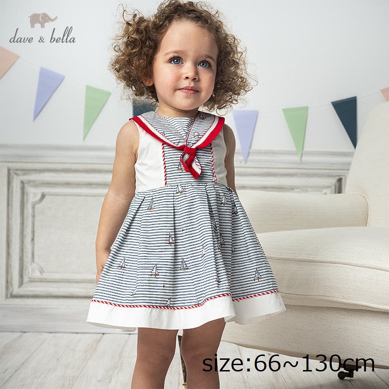 直輸入正規品dave and bella 66130cm ワンピース ストライプ ノースリーブ セーラー ブルー 女の子 夏