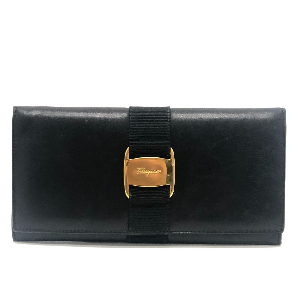 長財布 ヴァラ 財布 ロングウォレット 2つ折り レザー ブラック