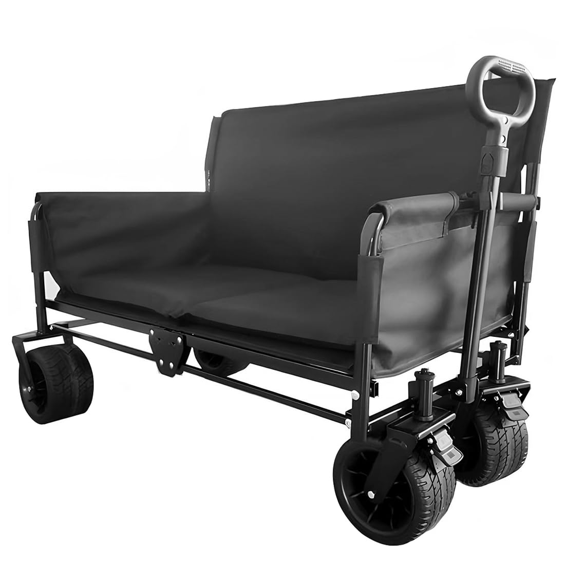 キャンプワゴン ソファ付き 耐荷重 200kg キャリーカート大容量150L ワンタッチ展開 サイレントワイドタイヤ搭載 完全折り畳み アウトドアカート ブラック キャンプ BBQ レジャー用