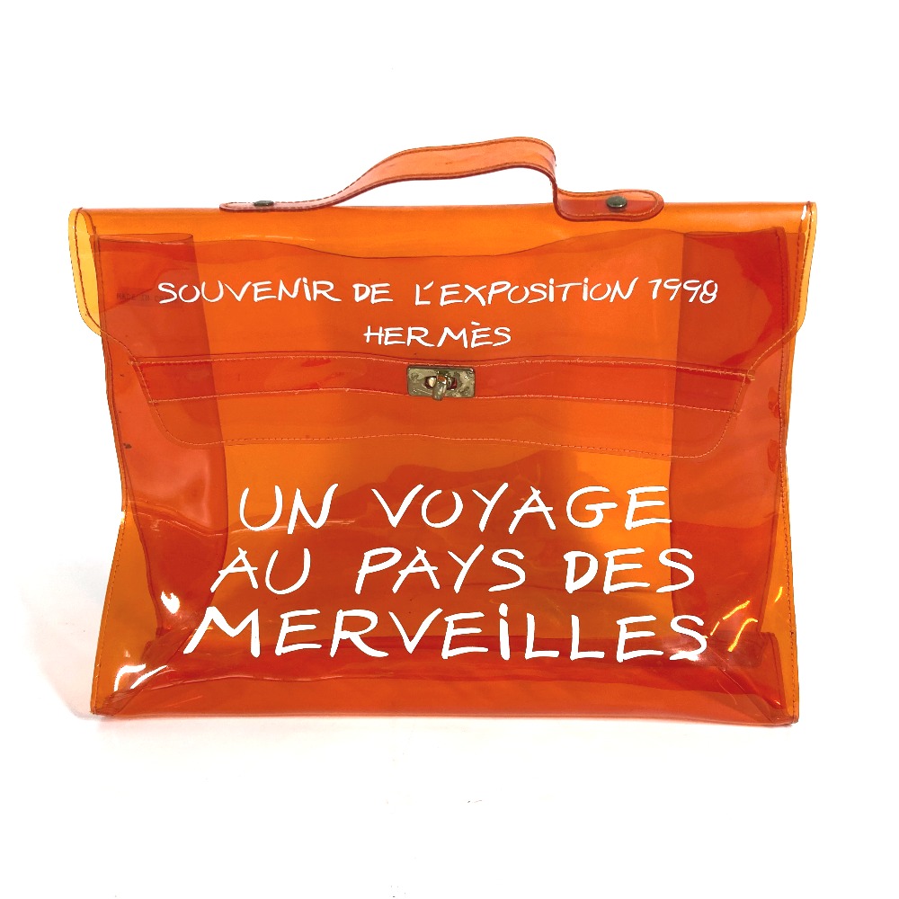 ハンドバッグ ビニールケリー カバン ハンドバッグ ビニール オレンジ