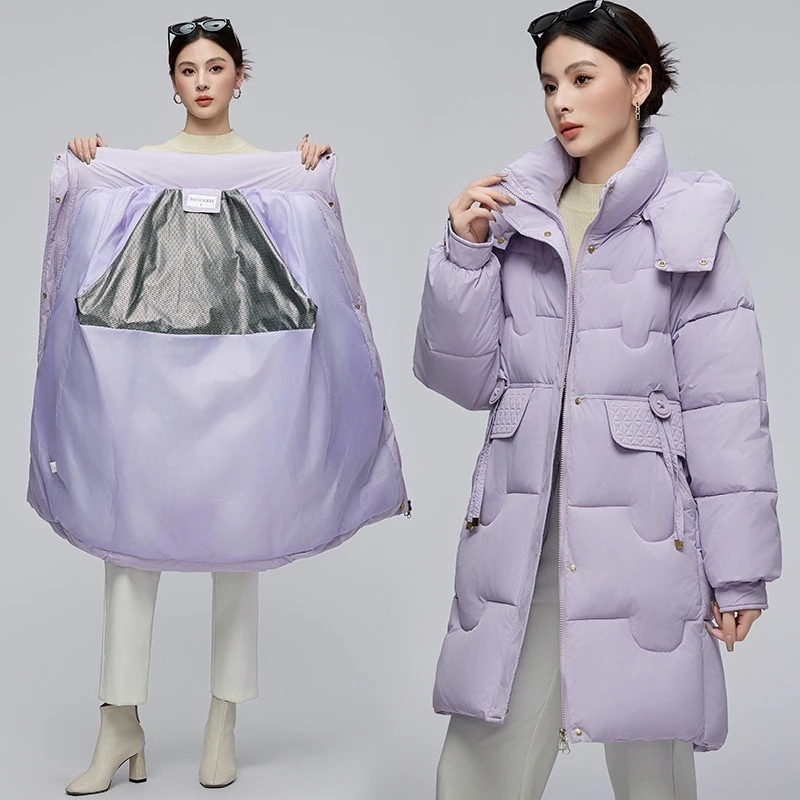 女性用ダウン綿入りジャケット 24 の綿入りジャケットミッドレングスファッショナブルで多用途厚くルーズでスリム用ジャケット
