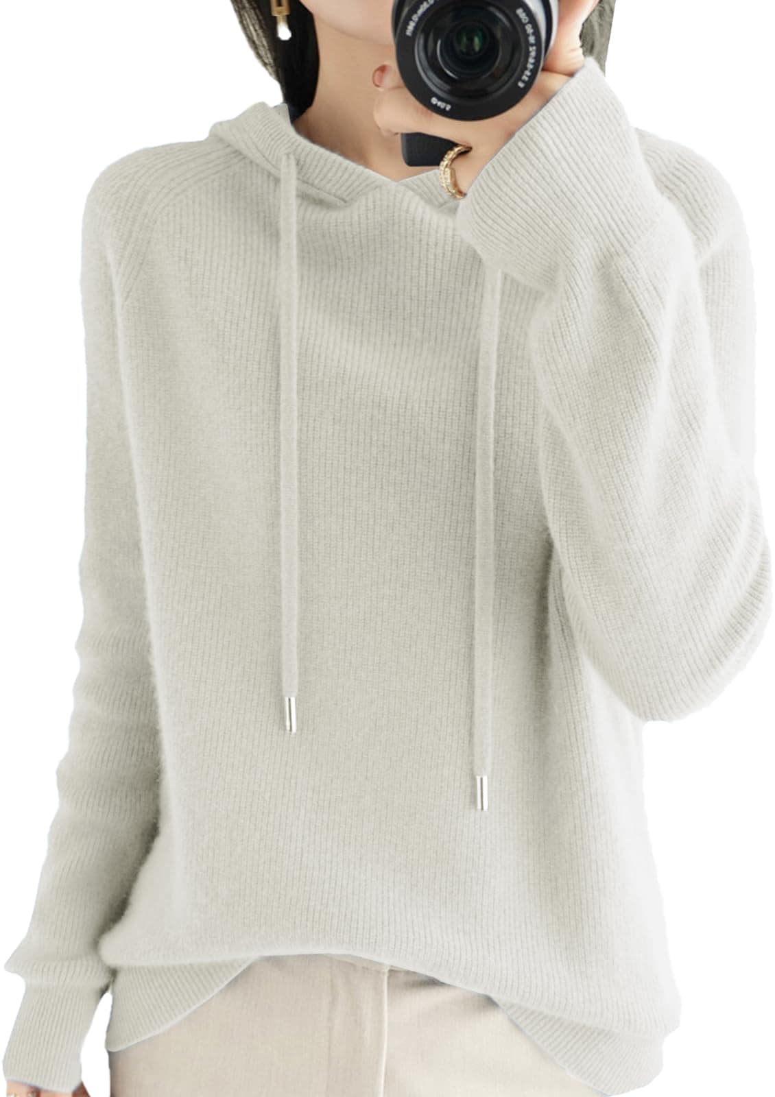 [マリアマーファ] 6色展開 ソフトタッチ ニット パーカー レディース トップス きれいめ 秋 冬 アウター 大きい サイズ 大きめ 防寒 丈短い 白色パーカー 白色 学生 オフショル オフショルダ