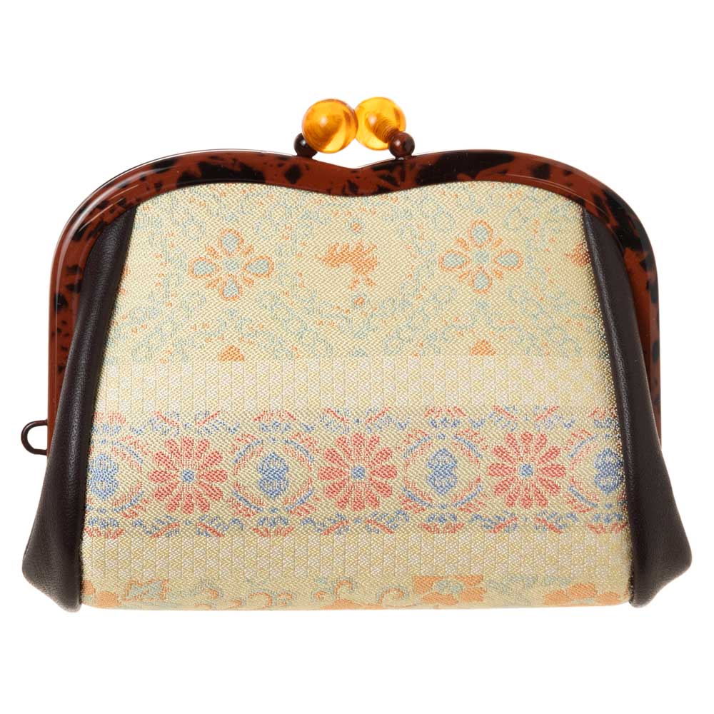 京都あらいそ　平型財布　044 黒船裂　西陣織名物裂　内側仕切り付きがま口　優美な和柄　京都府の織物・和装小物