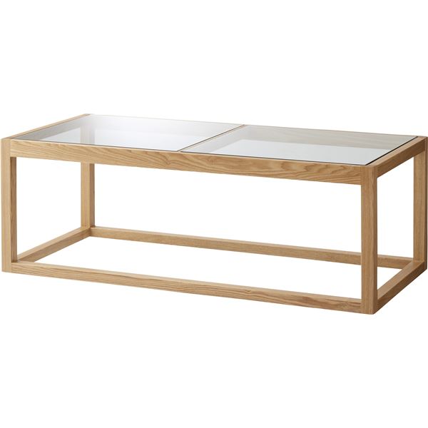 ガラステーブル 約W110xD50xH38cm ナチュラル 完成品