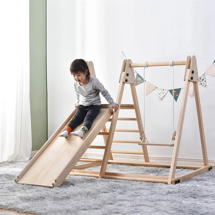 国内即日発送！ジャングルジム 天然木 すべり台 滑り台 屋内 室内用 室内遊具 キッズ 子供 誕生日プレゼント おもちゃ
