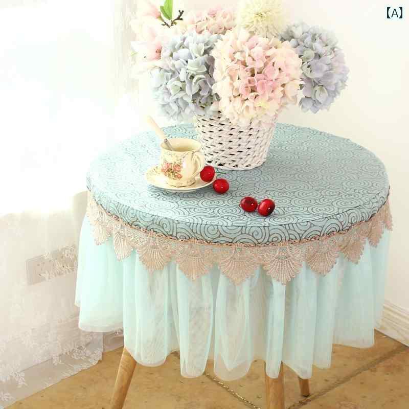 テーブルクロス レース 丸 メッシュ ホームパーティー モダン 上品 おしゃれ 飾り コーヒーラウンド 花柄 水 青 ピンク