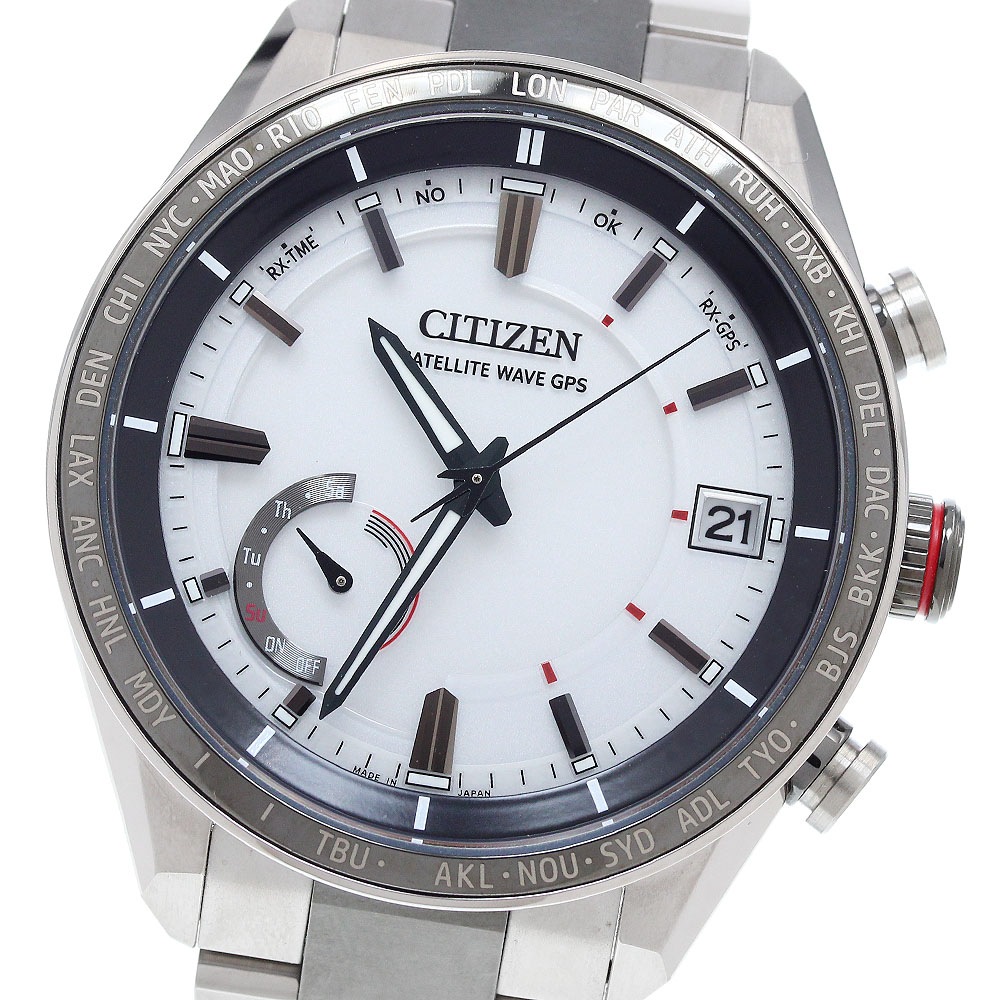 シチズン CITIZEN CC3085-51A/F150-T025811 アテッサ エコドライブ デイト ソーラー電波 メンズ 美品 箱・保証書付き_905486【中古】
