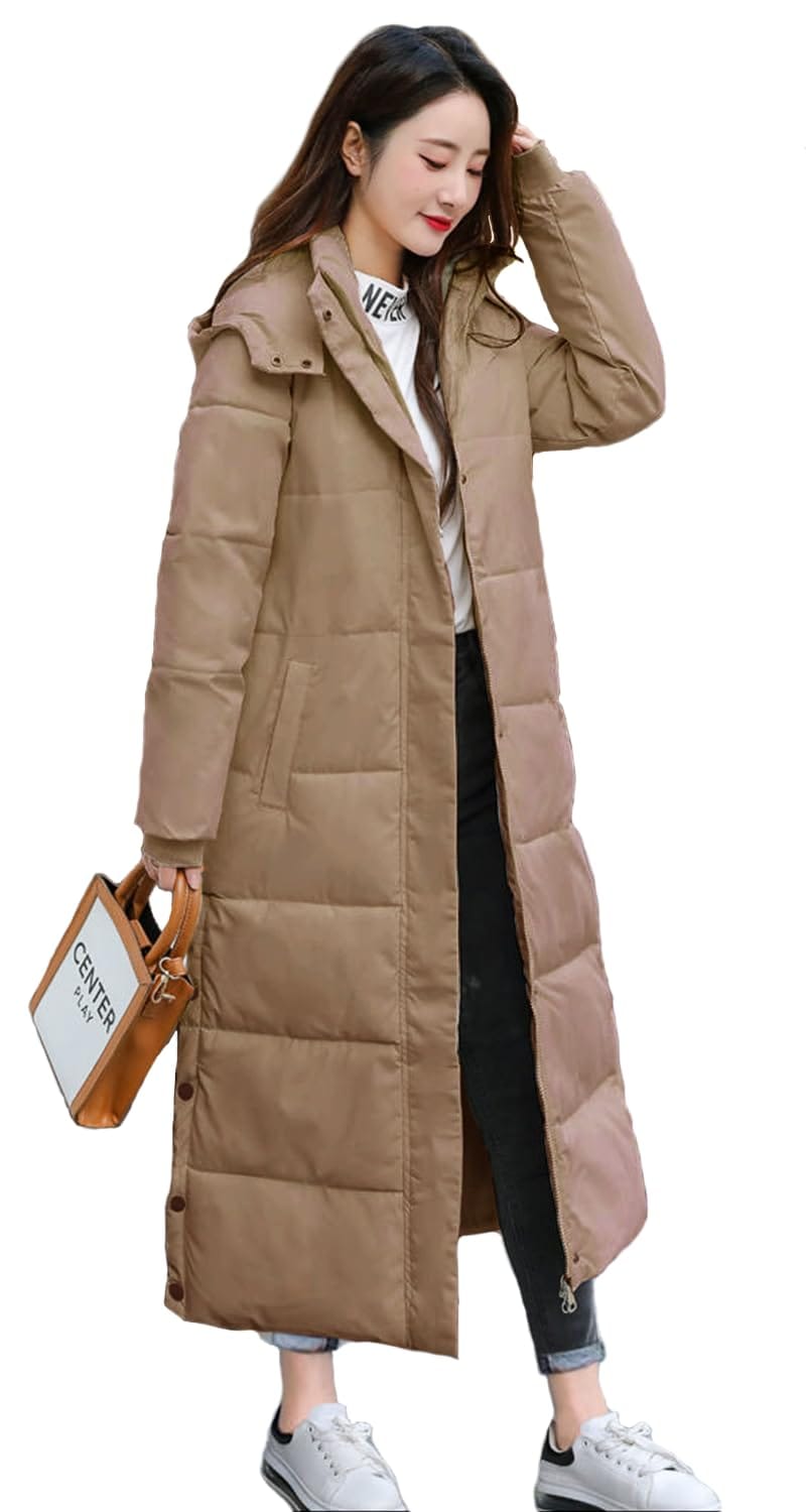 [Sulliwayu] ダウンコート レディース 中綿ジャケット 超ロング丈 膝下 ベンチコート フード付き ダウン アウター 冬物 着痩せ 可愛い 防寒着 防寒 秋冬 人気 20代 30代 40代