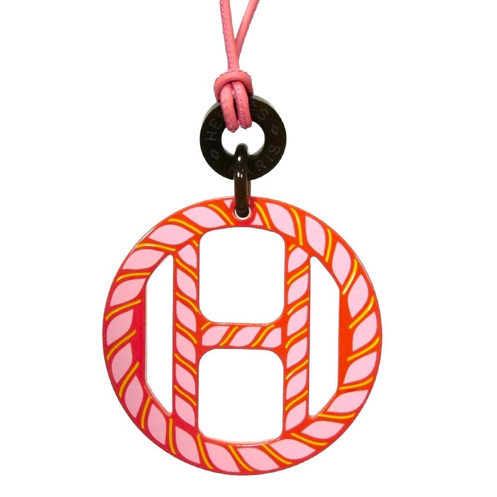 【中古】 ネックレス Hマーク Hロゴ ピンク レッド 未使用 H エキップ ノーティック ロープ