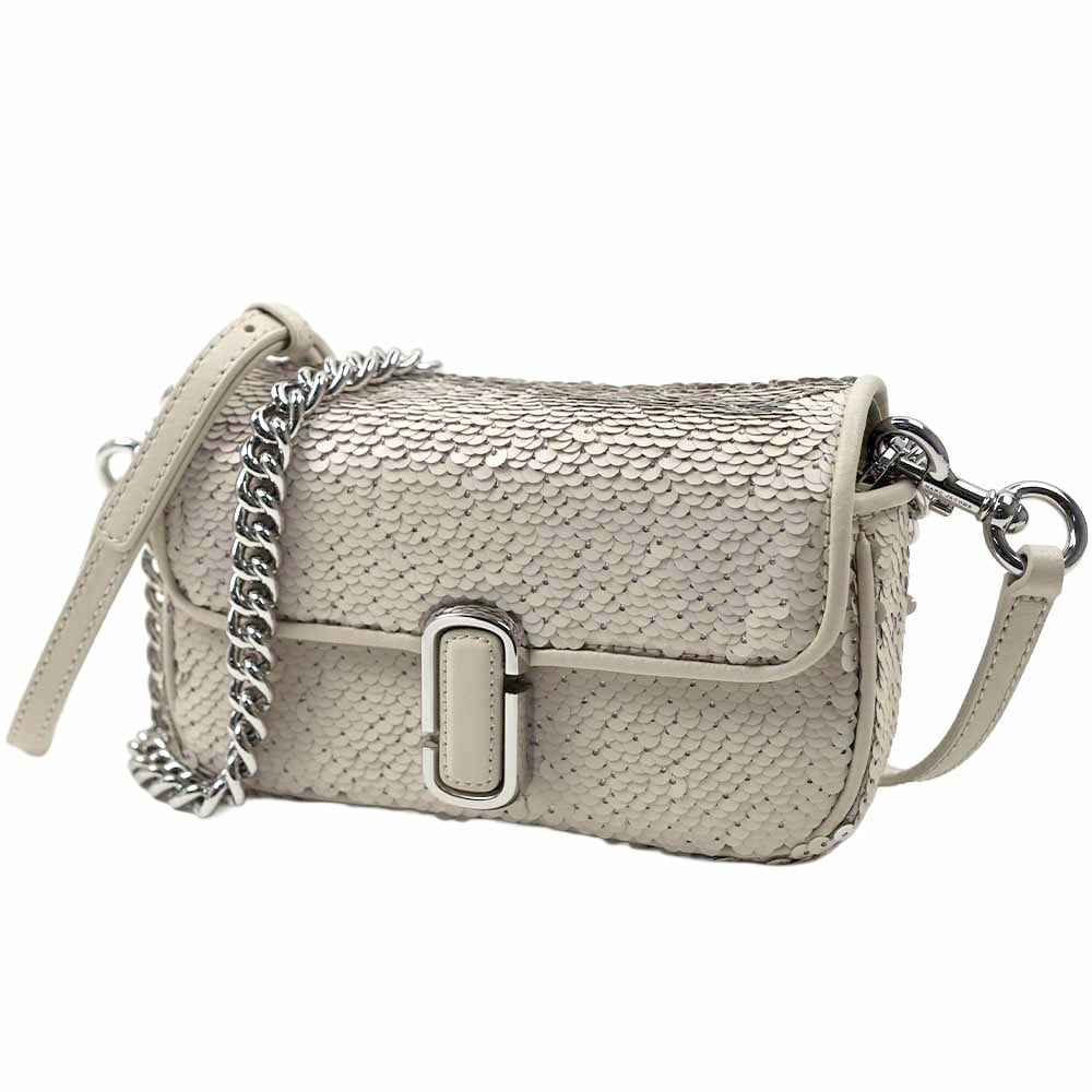 マークジェイコブス ショルダーバッグ レディース 斜め掛け クリーム シルバー スパンコール MARC JACOBS THE MINI SHOULDER BAG H907M06RE22 283 CRE