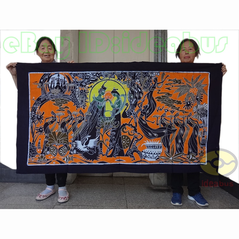 China Yunnan Folk Art Home Wall Decor Hanging Batik Tapestry The Legend of Peacock Princess 90x170cm