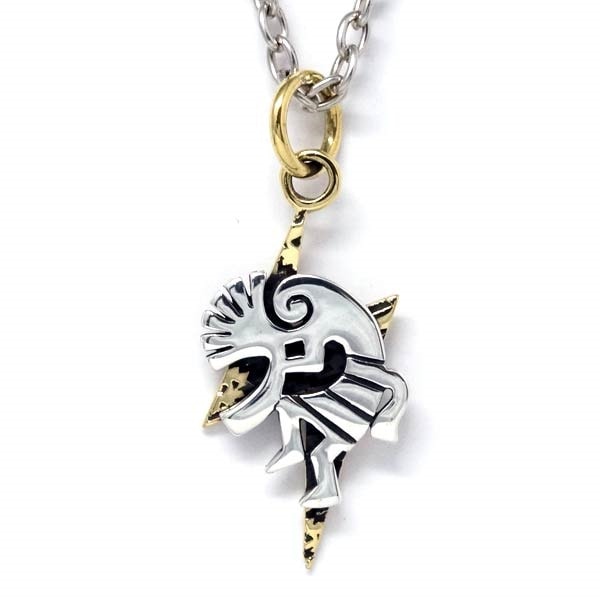 インディアンジュエリー ペンダント ネックレス ココペリ 精霊 サンダー 雷 ゴールド シルバー925