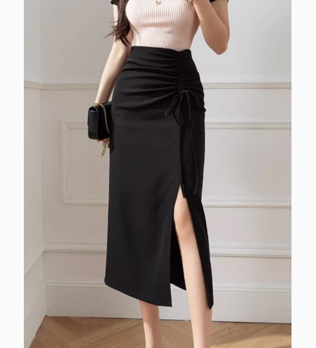 レディース スカート 膝下 ミモレ タイト スリム 細身 ストレート フェミニン スリット ハイウエスト 大人可愛い きれいめ シンプル カジュアル 上品 おしゃれ こなれ感 ラフ ガーリー クール