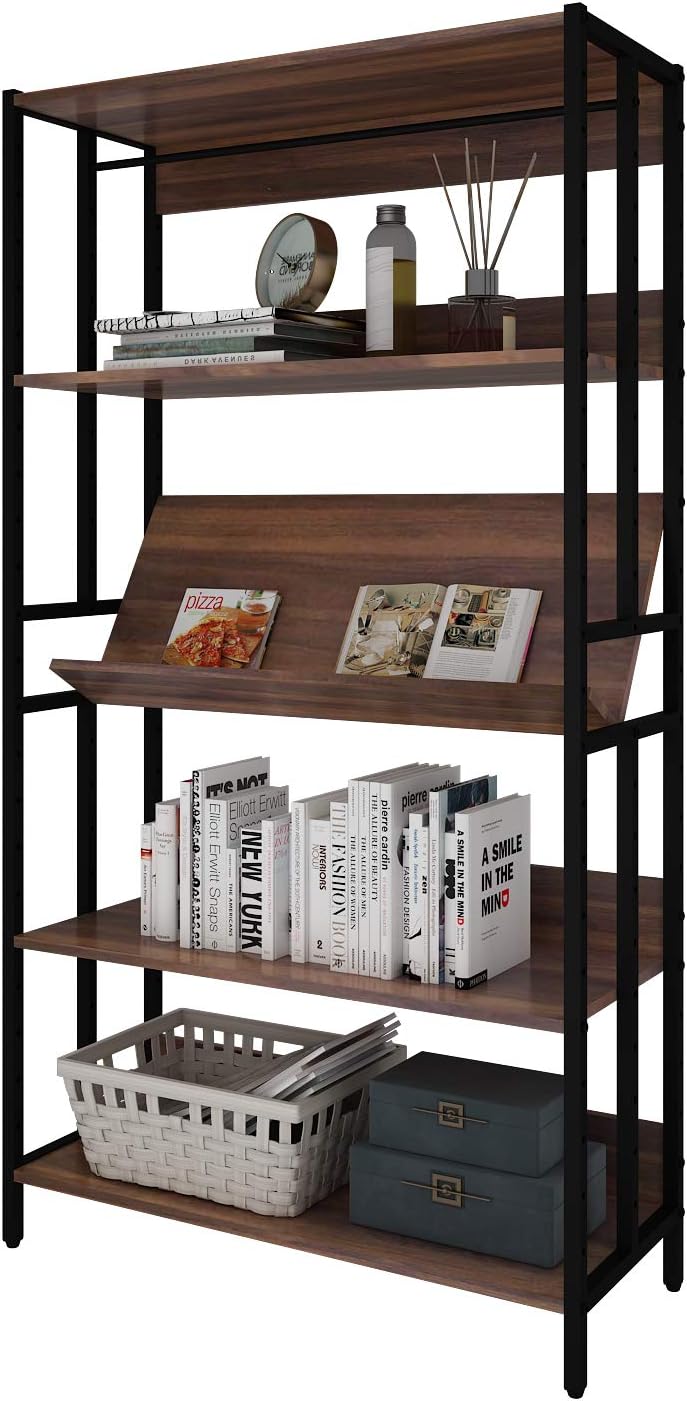 FRSTONE ラック シェルフ ハンガーラック リビング収納家具 幅84×奥行34cm 本棚 食器棚 5段 スチールラック レンジ台 収納棚 オープンラック スリム 棚 おしゃれ 自由変化 7,613円