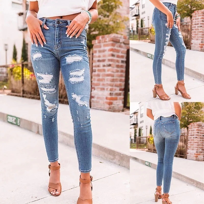 【幸運】デニムパンツ レディース スキニー ボトムス ダメージ ジーンズ ストレッチ 着痩せ アンクル丈 美脚 カジュアル スリム 新着 伸縮 動きやすい 4,663円