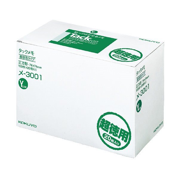 （まとめ買い）タックメモ 超徳用/ノートタイプ 74x74mm 黄 100枚x20冊 メ-3001 [x3]