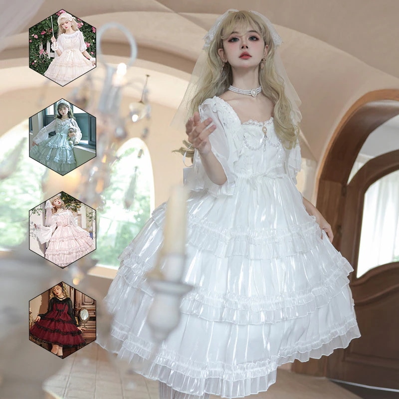 【自由に組み合わせ】 ロリータドレス jsk プリーツ 6色 ゴシック ウェディングドレス お姫様 ドールスカート ドレスセット コスプレ ロリータスカート 花嫁