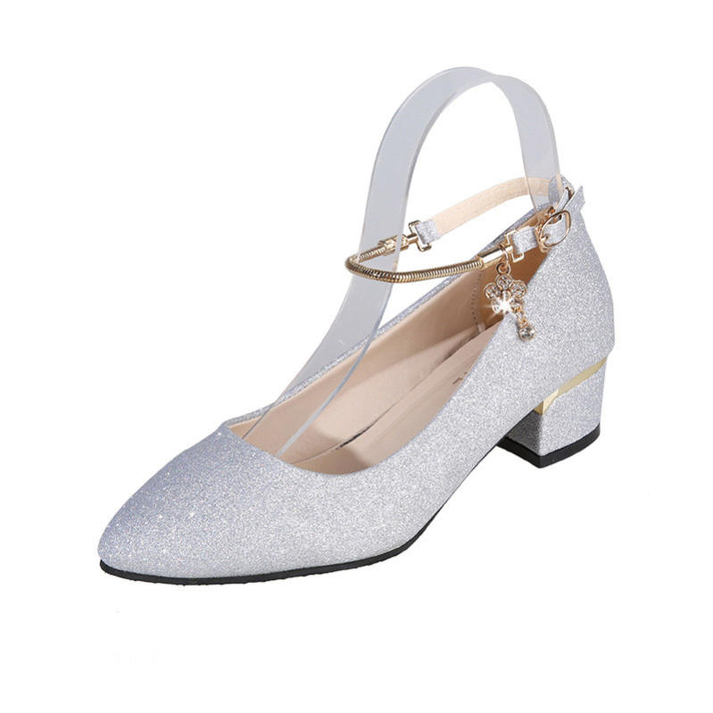 1000円OFFクーポン パンプス ハイヒール ヒール-5センチ キラキラ 太いヒール 小さいサイズ ストラップ 女の子 結婚式 ピアノ発表会 可愛い パーティー シューズ 靴 演奏会 演出 チャンキ
