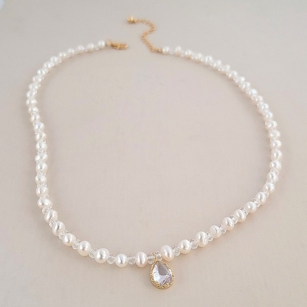 水玉ペンダント淡水パールネックレス