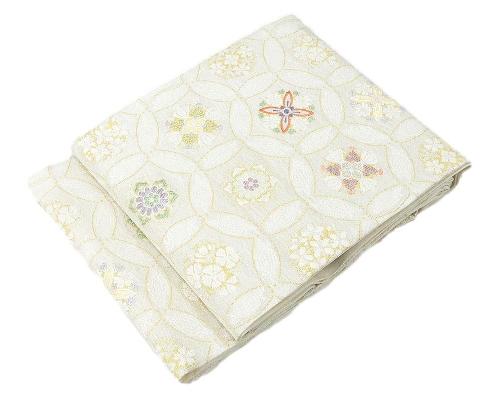 袋帯 新品 正絹 西陣 丸勇謹製 つづれ唐織り 鳥襷七宝紋 袋帯 未仕立 g1446