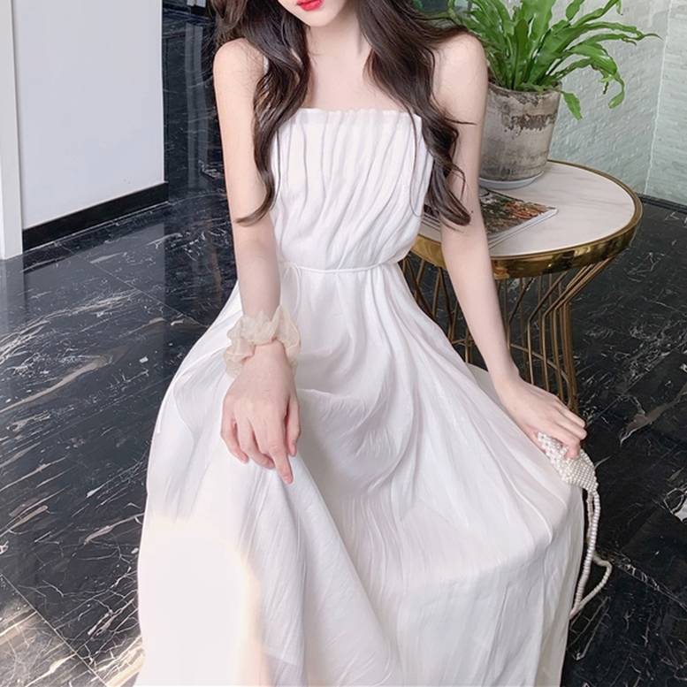 レディース ギャザーデザインシフォンキャミワンピース ドレス ワンピース