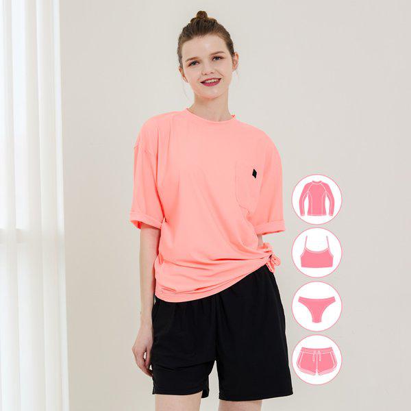 女性半袖ラッシュガードビーチショートパンツセットBEL-X001C