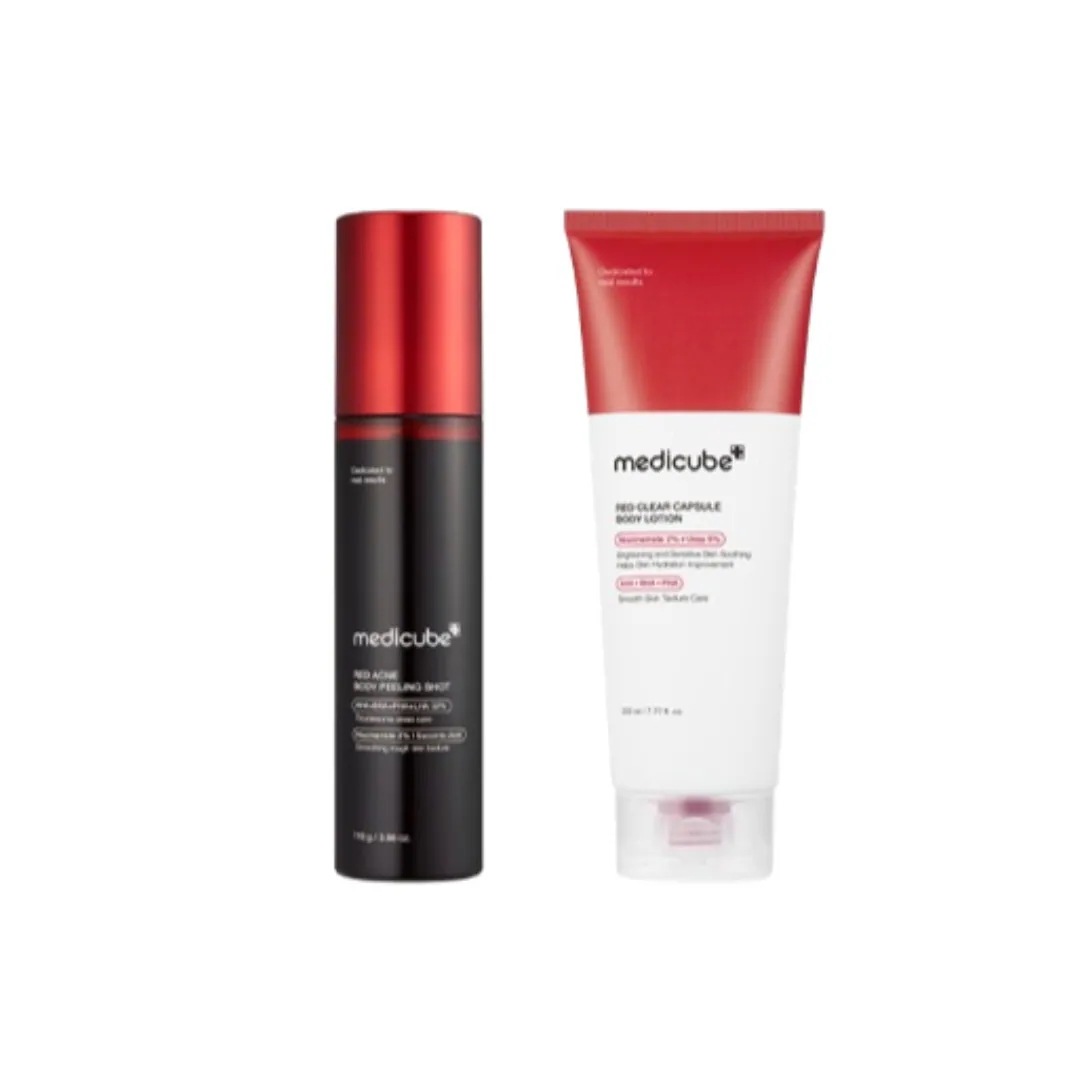 ボディー色素沈着セット[レッドボディピーリングショット110g+レッドクリアカプセルボディローション230ml]