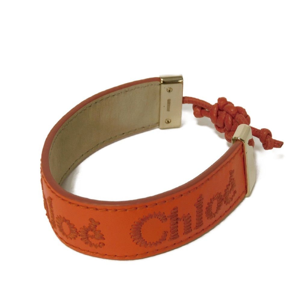 【中古】 ブレスレット カーフ ステッチ 刺繍 ブラスレ ウッディ ロゴ CHC23UFB19CHO8