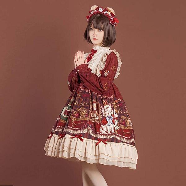 ロリータ ワンピース ゴスロリ Aライン リボン Lolita レディース コスチューム 衣装 かわいい フリル パーティ髪飾り