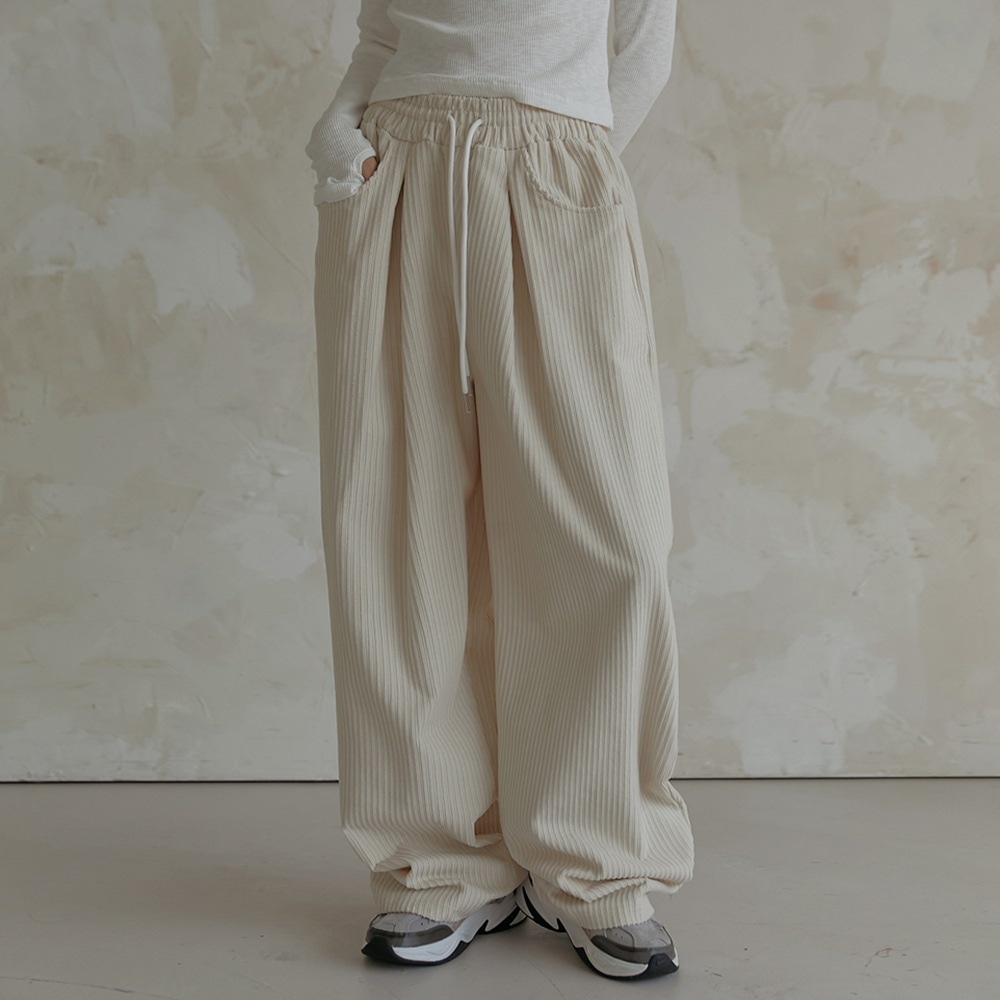 迷路コーデュロイバンディングオーバーワイドパンツ