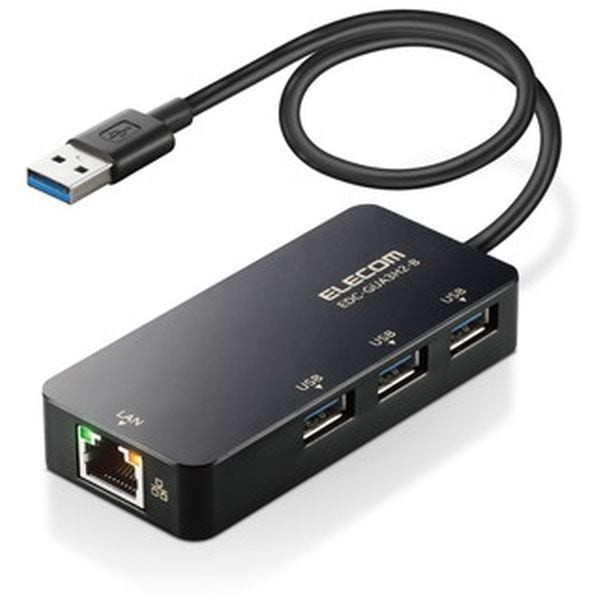EDC-GUA3H2-B [LANアダプター 有線 タイプA Giga USBハブ付 (USB-A3) USB3.2(Gen1)/3.1(Gen1)/3.0] メーカー直送