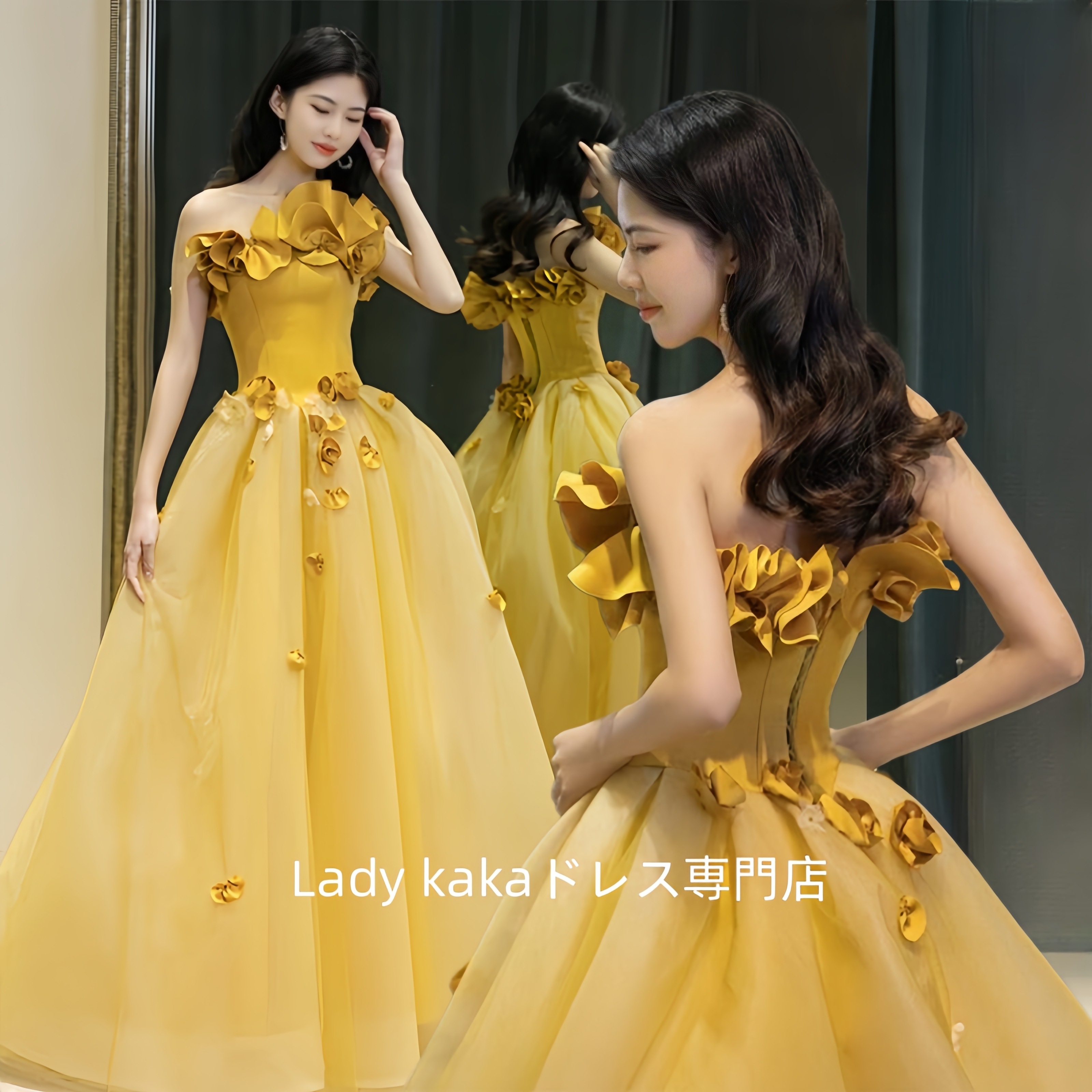 カラードレス 袖なし 花飾り ロングスカート パーティードレス ウェディングドレス 结婚式 ロングドレス 二次会 大きいサイズ 前撮り 二次会 花嫁 披露宴 結婚式 海外挙式 お呼ばれ