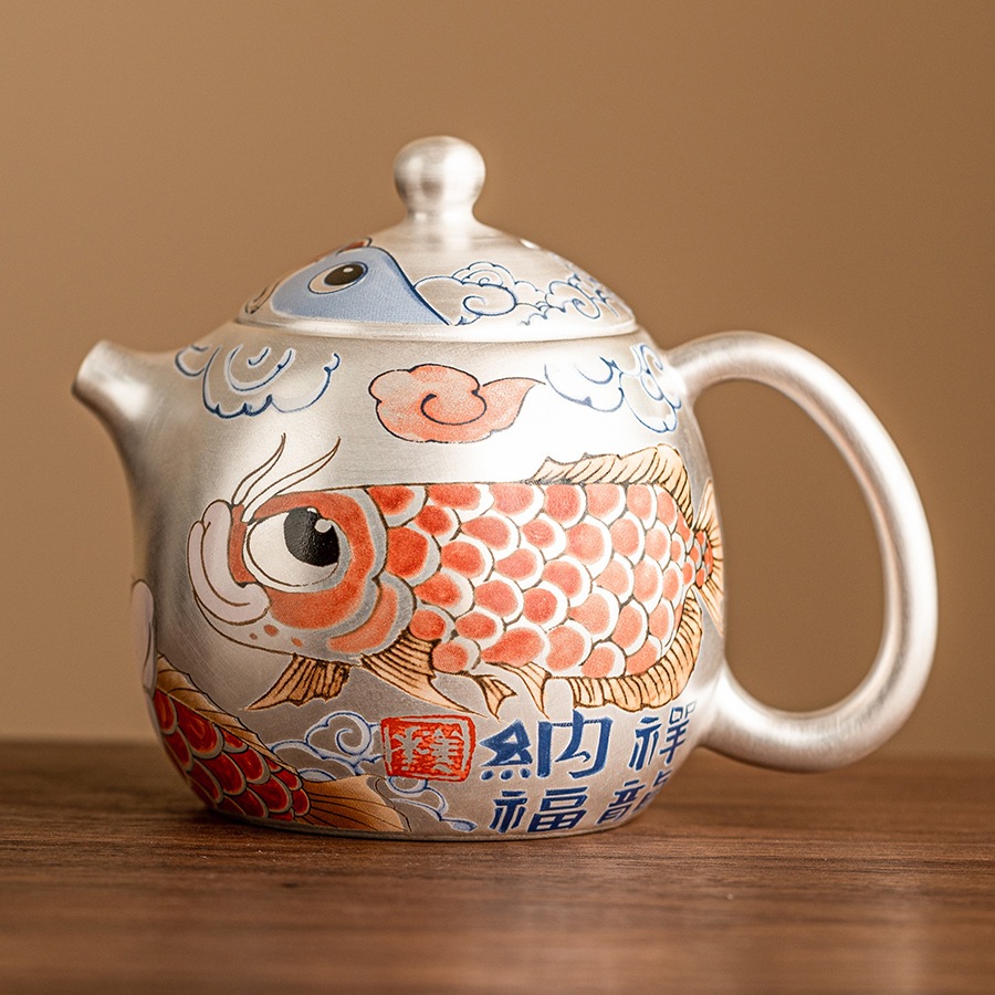 新郷龍納府999金銀手作り龍丹ポットシングルポット高級カンフーティーセットティーポットティーブリューセット