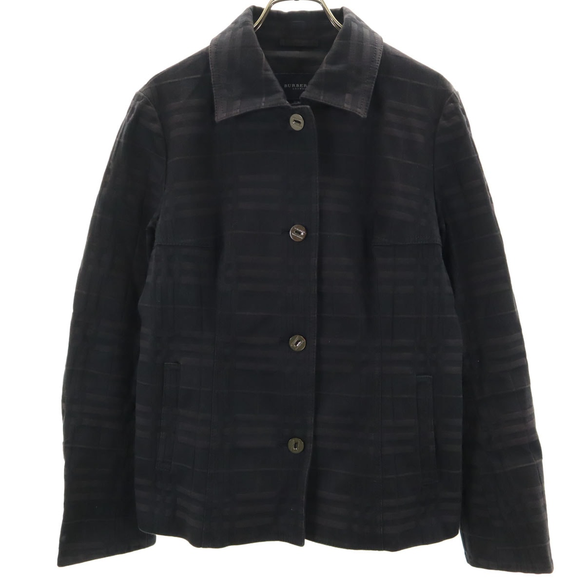 BURBERRY LONDON バーバリーロンドン チェック柄 ジャケット 42 ブラック 三陽商会 レディース 古着