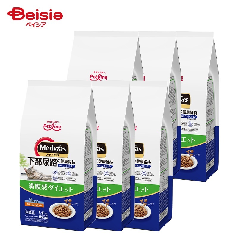 キャットフード ペットライン メディファス満腹感ダイエット 1歳から 1.41kg ×6個