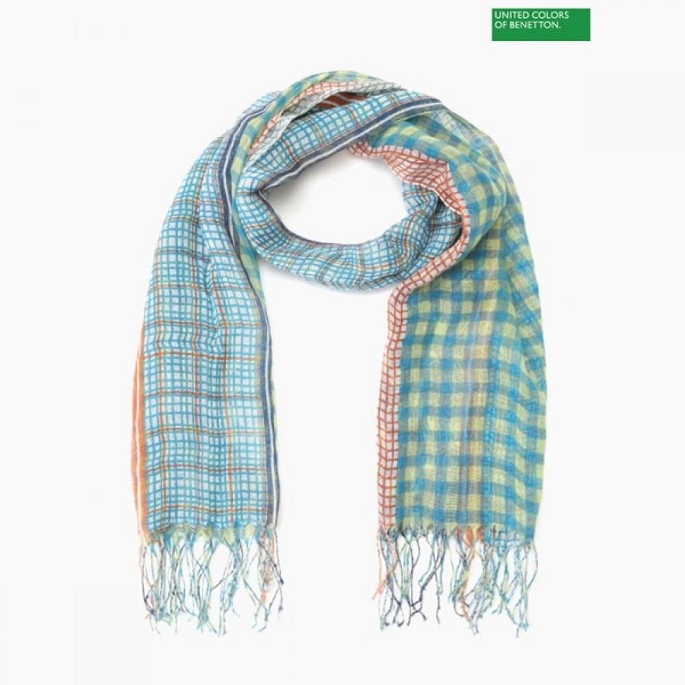 [ベネトン] ベネトンカラーチェックリネンマフラー BCMFA3511