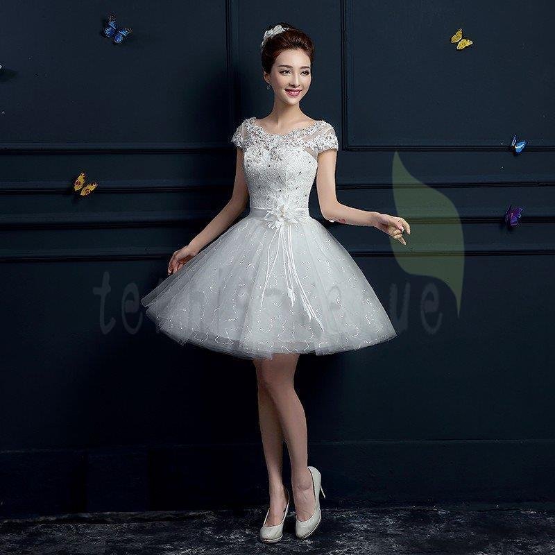 ウェディングミニドレス 結婚式 安い 二次会 披露宴 花嫁 ウエディングドレス ミニ パーティードレ