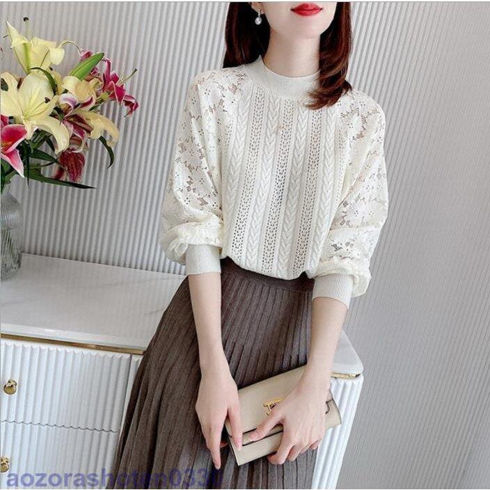 【値下げ！】今日限りで ブラウス レディース 長袖 白 春 秋 40代 20代 トップス レースシャツ 透ける きれいめ おしゃれ ゆったり 大きいサイズ 着痩せ 韓国風 大人 上品 通勤 OL 新品