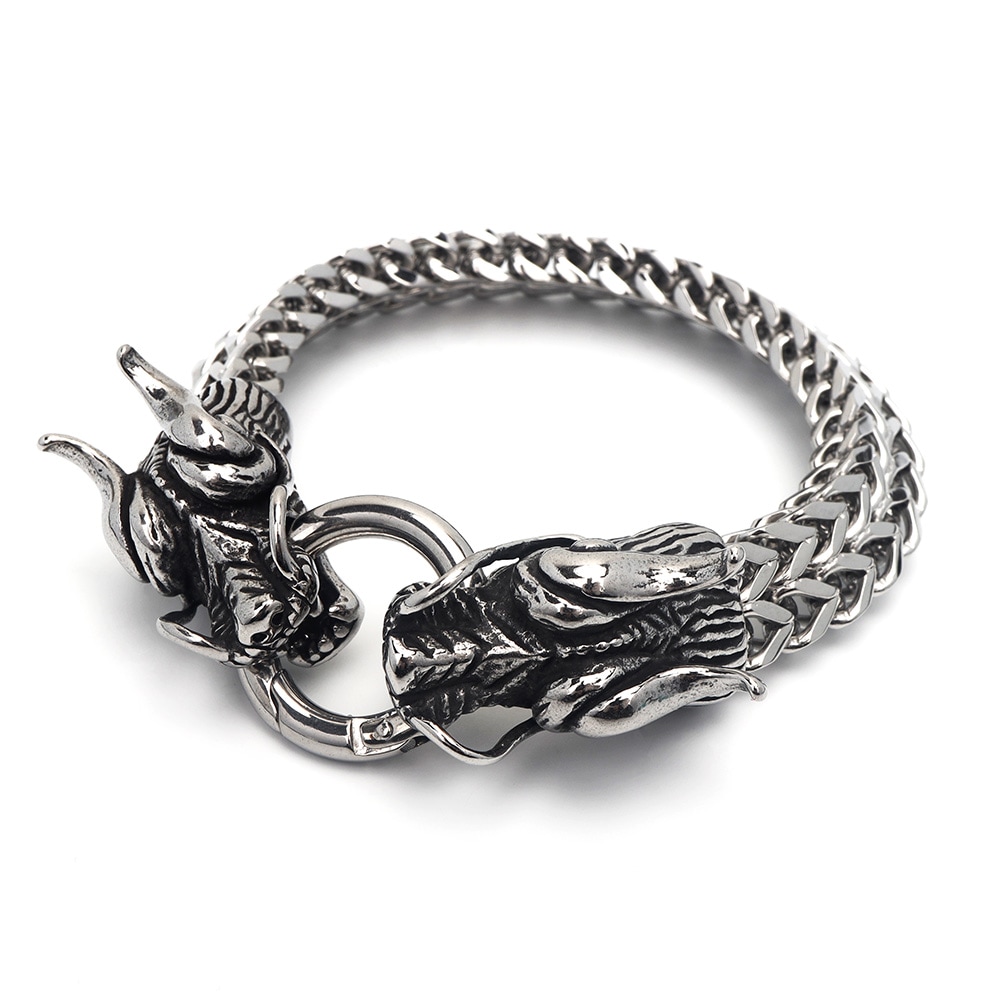 ステンレス ドラゴンブレスレット [b579-silver]