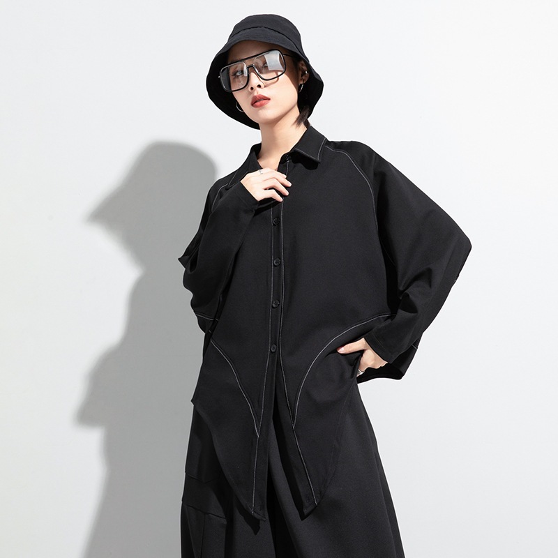 欧米女服秋冬の新型大きいサイズ シャツ ブラウスの暗黒系明線の蝶結びtシャツの長袖ブラウス