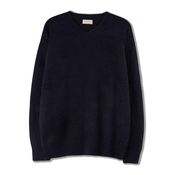 メンズ ソフト モヘア アンゴラ Vネック ニットTシャツ SG-KN-Q029-ベージュ