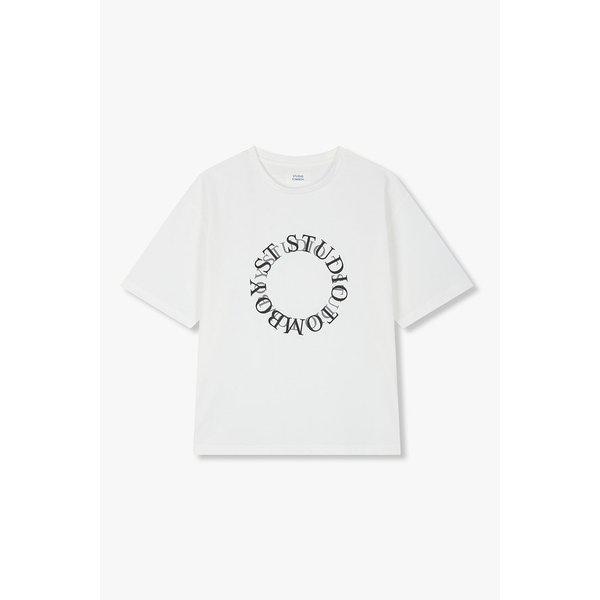 サークルレタリングプリント半袖Tシャツ9196322313002
