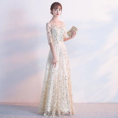 イブニングドレスシャンパンco今週の割引は 25% オフですlorシンプルで寛大なドレスレディースコスチュームホストロングバ457