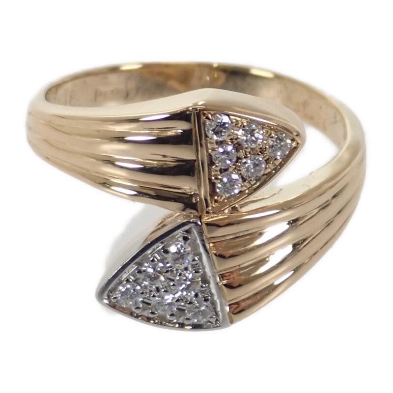 デザイン ジュエリー リング K18ピンクゴールド Pt900プラチナ 8号 レディース【Aランク】