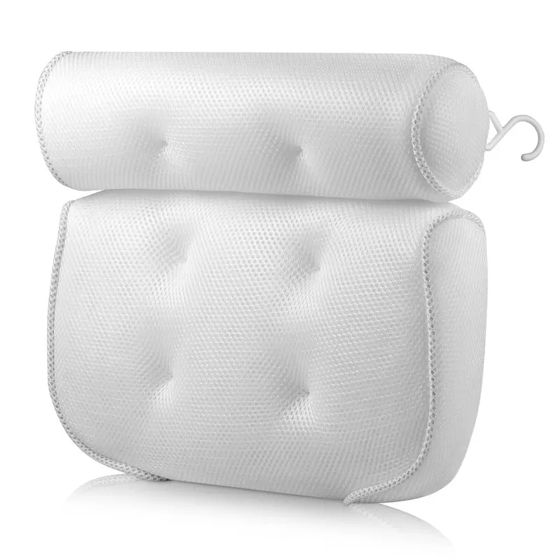 ホームスパ用バスタブ用枕,カップ付き,厚手,ラウンド,バスルーム用アクセサリー Mesh bath pillow
